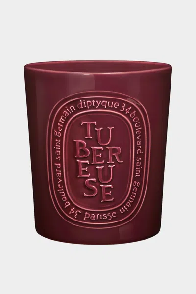 Diptyque Tuberose Large Colored Candle 20.4oz In Burgundy