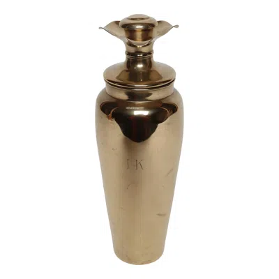Pre-owned Dirilyte Vintage Swedish Art Deco Dirigold Goldware Cocktail Shaker With Monogrammed "ik" In Brown