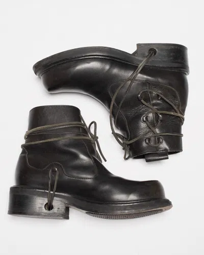 Pre-owned Dirk Bikkembergs 90's Side Lace Boots In Black