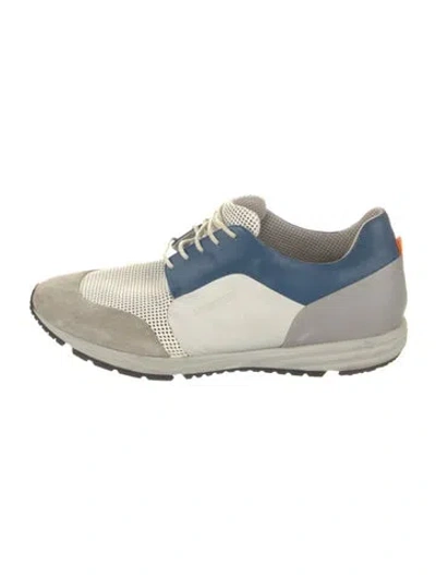 Pre-owned Dirk Bikkembergs Leather Colorblock Pattern Athletic Sneakers In Blue