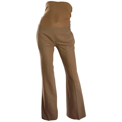 Pre-owned Dirk Bikkembergs Rare  Ultra High Waisted Corset Brown Pinstripe Flare Leg Pants