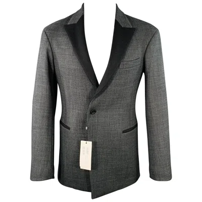 Pre-owned Dirk Bikkembergs Size 36 Grey Black Polyester Wool Peak Lapel Sport Coat In Gray