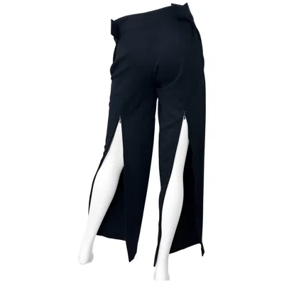 Pre-owned Dirk Bikkembergs Size 44 Rare Zip Up Black Wool Blend High Waisted Trousers