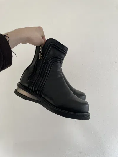 Pre-owned Dirk Bikkembergs Steel Metal Heel Shoes Zip Boots In Black