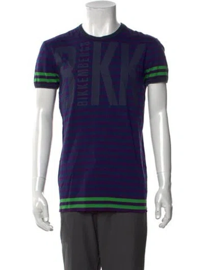 Pre-owned Dirk Bikkembergs Striped Crew Neck T-shirt In Blue
