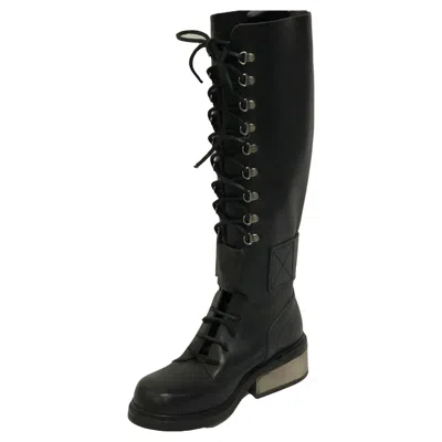 Pre-owned Dirk Bikkembergs Tall Lace Up Boots With Buckle, 1990s In Black