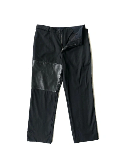Pre-owned Dirk Bikkembergs X Genuine Leather Dirk Bikkembergs Leather Hybrid Gabardine Pants In Black