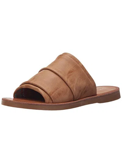 Dirty Laundry Best Buds Womens Faux Leather Pleated Slide Sandals In Brown