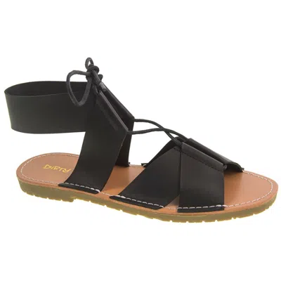 Dirty Laundry Emphasis Womens Faux Leather Flat Gladiator Sandals In Black