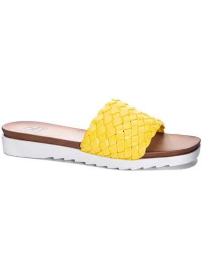 Dirty Laundry Enjoy It Woven Slide Sandal In Yellow