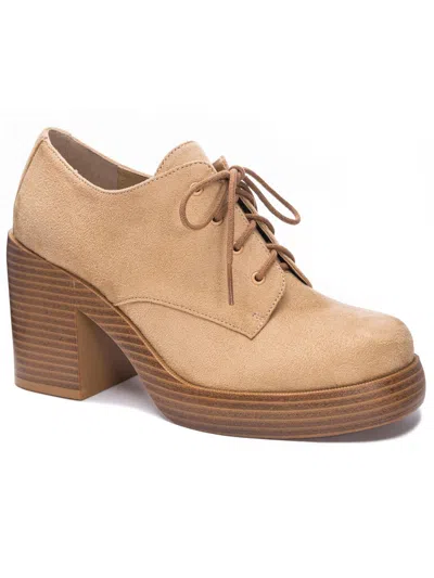 Dirty Laundry Gatsby Womens Faux Suede Block Heel Casual And Fashion Sneakers In Brown
