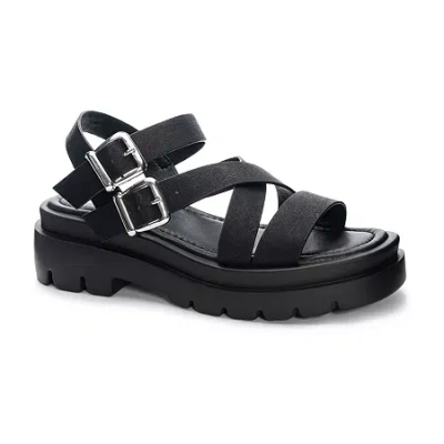 Dirty Laundry Khan Womens Footbed Sandals In Black