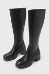 Dirty Laundry Oakleigh Smooth Black Lug Sole Knee-high High Heel Boots In Black
