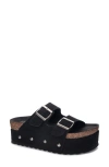 Dirty Laundry Pueblo Black Suede Platform Buckle Slide Sandals In Black