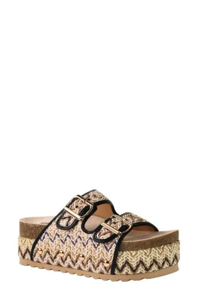 Dirty Laundry Pueblo Raffia Platform Slide Sandal In Natural Multi