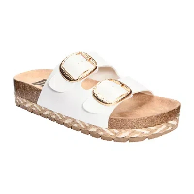 Dirty Laundry Tunder Womens Adjustable Strap Footbed Sandals In White