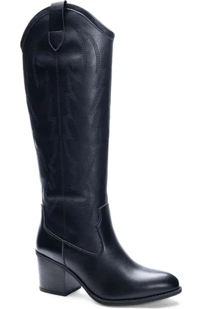 Dirty Laundry Upwind Women's Black Leather Knee High Western Boot Ver1572
