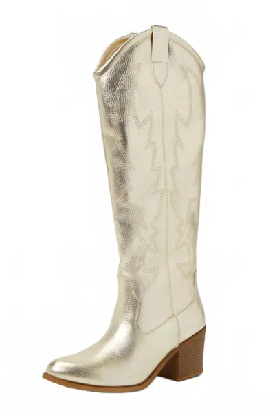 Dirty Laundry Women's Upwind Western Knee High Boots In Gold In Multi