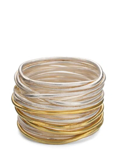 Disa Allsopp 18k Yellow Gold And Silver Spaghetti Ring