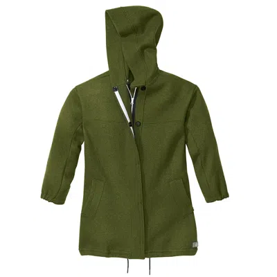 Pre-owned Disana Women's Hooded Parka Jacket, 100% Organic Boiled Merino Wool Thermal Coat In Olive Green