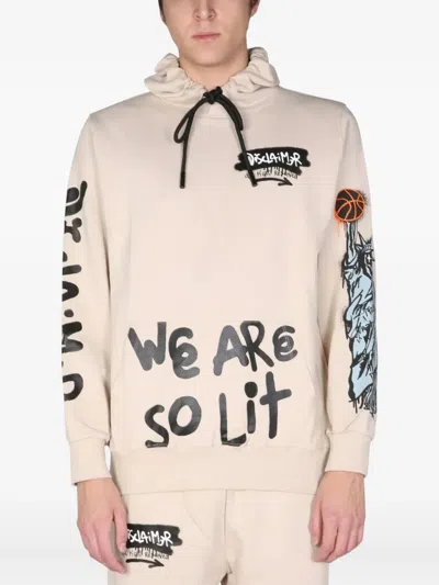 DISCLAIMER DRAWSTRING GRAPHIC HOODIE