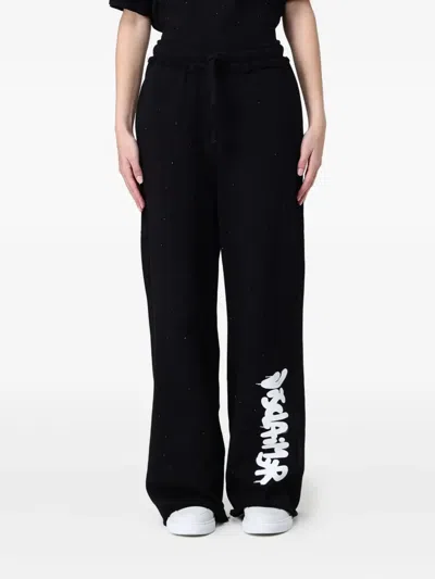 DISCLAIMER EMBELLISHED DRAWSTRING TROUSERS