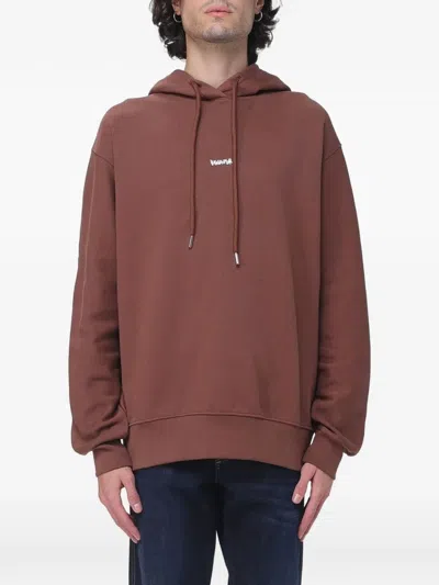 Disclaimer Graffiti-print Logo-embroidered Hoodie In Brown