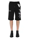 Disclaimer Graphic-print Bermuda Shorts In Black