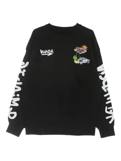 Disclaimer Graphic-print Crew-neck Sweatshirt In Black