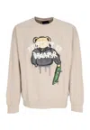 Disclaimer Lightweight Sweatshirt Girocollo Man Property Crewneck Safari In Neutral
