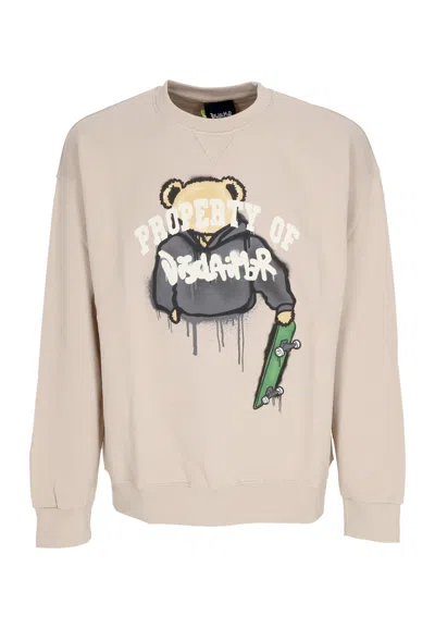 Disclaimer Lightweight Sweatshirt Girocollo Man Property Crewneck Safari In Neutral