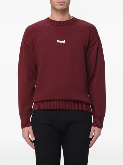 Disclaimer Logo-print Cotton Sweater In Burgundy