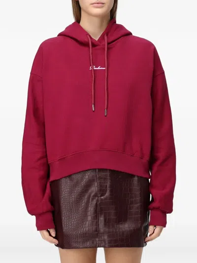 Disclaimer Logo-print Cropped Hoodie In Red