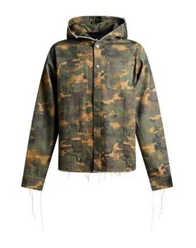 Disclaimer Man Denim Outerwear Military Green Size Xl Cotton