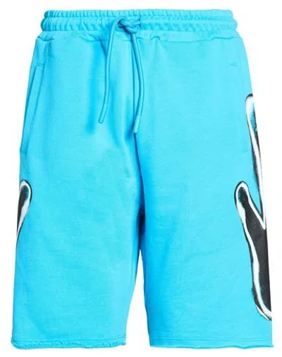 Disclaimer Man Shorts & Bermuda Shorts Azure Size Xxl Cotton In Blue