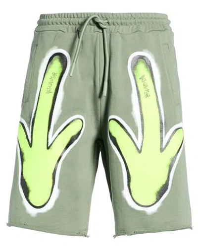 Disclaimer Man Shorts & Bermuda Shorts Military Green Size Xxl Cotton In Multi