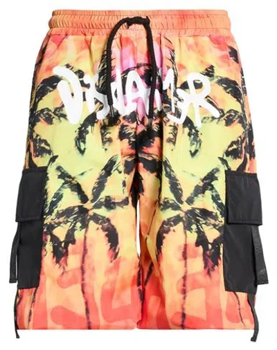 Disclaimer Man Shorts & Bermuda Shorts Orange Size Xxl Polyester In Multi