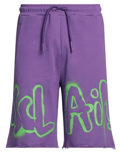 Disclaimer Man Shorts & Bermuda Shorts Purple Size L Cotton