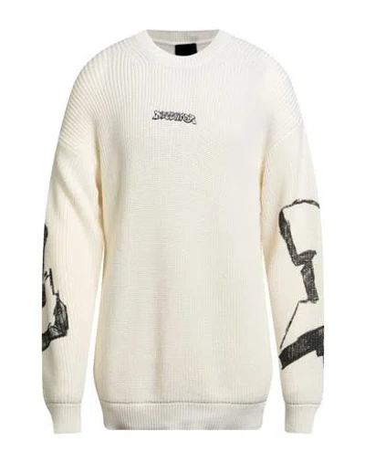 Disclaimer Man Sweater White Size Xxl Cotton, Acrylic