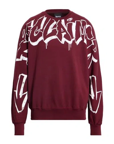 Disclaimer Man Sweatshirt Burgundy Size L Cotton