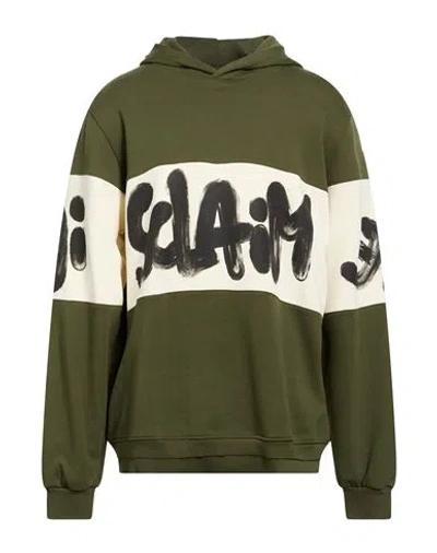 Disclaimer Man Sweatshirt Military Green Size Xl Cotton
