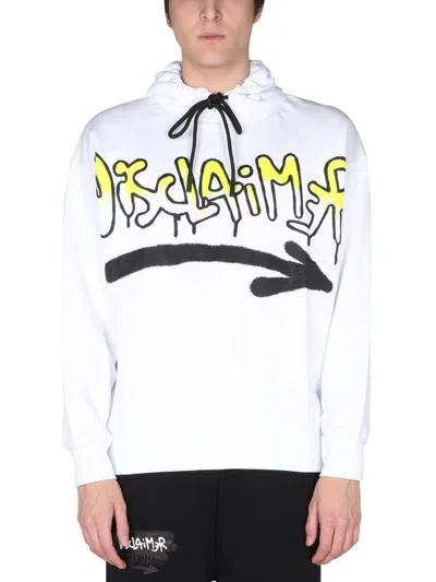 Disclaimer Sweatshirt With Logo Print In White