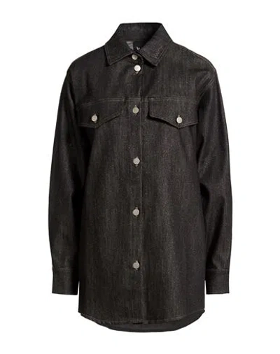 Disclaimer Woman Denim Shirt Black Size L Cotton