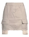 Disclaimer Woman Mini Skirt Beige Size L Cotton, Elastane