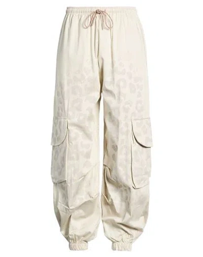 Disclaimer Woman Pants Beige Size M Cotton, Elastane In White