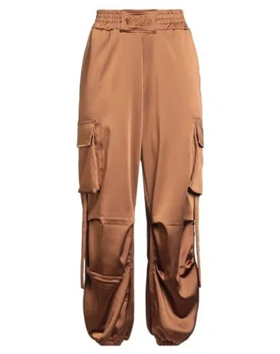 Disclaimer Woman Pants Brown Size S Polyester, Elastane