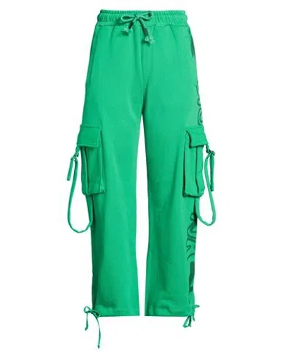Disclaimer Woman Pants Green Size S Cotton In Animal Print