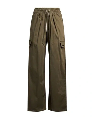 Disclaimer Woman Pants Military Green Size M Cotton, Elastane
