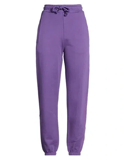 Disclaimer Woman Pants Purple Size S Cotton In Animal Print