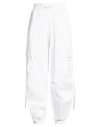 Disclaimer Woman Pants White Size L Cotton, Elastane